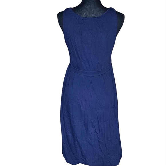 Velvet by Graham & Spencer Bubble Hem Navy Blue V-Neck Cotton Dress Women's S - Picture 5 of 10